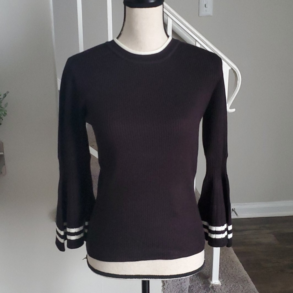 La Nouvelle Renaissance Ribbed Bell Sleeve Sweater